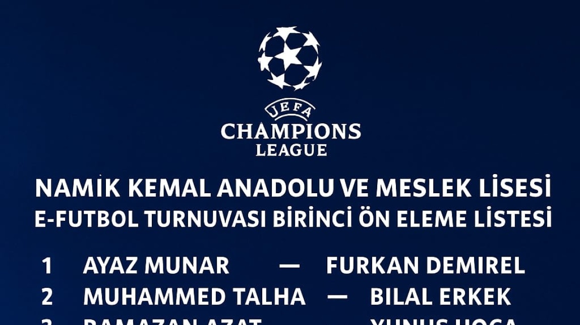 E- Futbol Turnuvası Birinci Ön Eleme Listesi